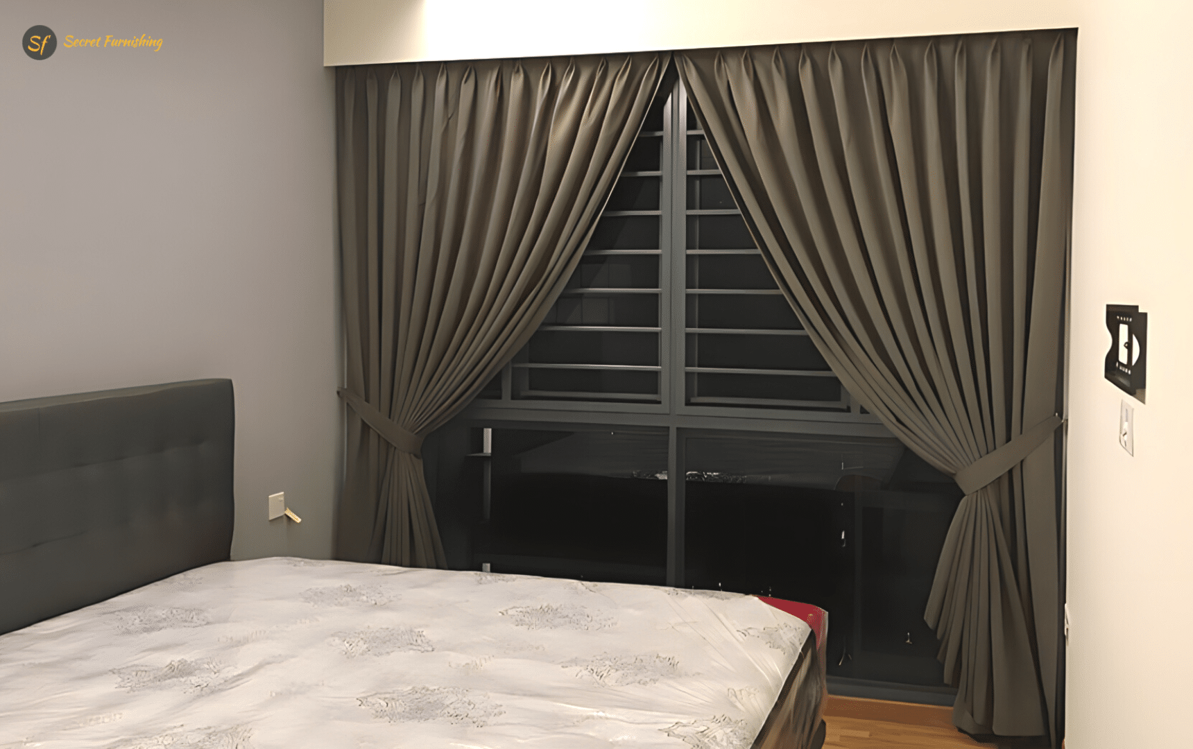 black out curtains installed in a bedroom