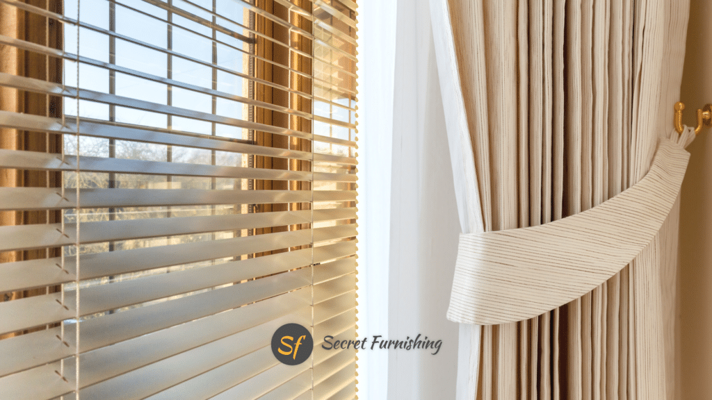 beige window curtains with blinds